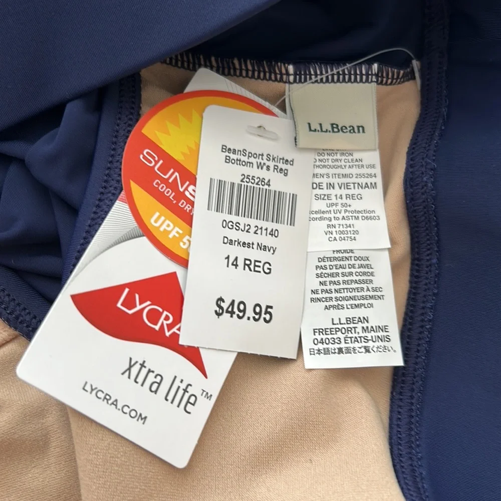 L.L.Bean Rustic blue vintage floral tankini with navy skirted bottom nwt size 14 - Picture 7 of 10